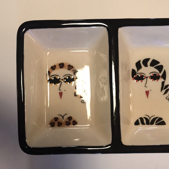 Le Gourmet Chef 2002 4 Section Serving Tray with fashion ladies faces - Picture 1 of 8